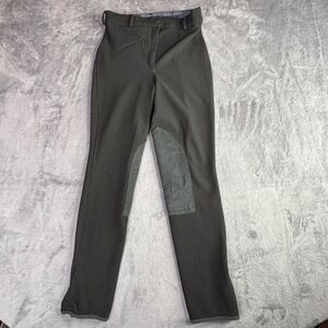 TuffRider Breeches Kids 26 Dark Charcoal Ribbed Knee Patch Equestrian Pants